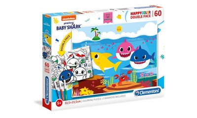 Baby Shark 2 seitig mit 3 Malstiften