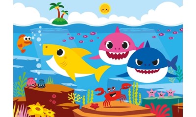 Baby Shark 2 seitig mit 3 Malstiften