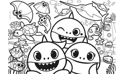 Baby Shark 2 seitig mit 3 Malstiften