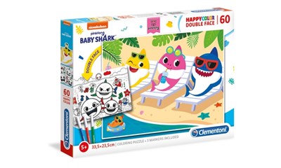Baby Shark 2 seitig mit 3 Malstiften