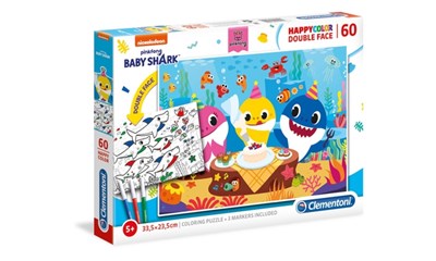 Baby Shark 2 seitig mit 3 Malstiften
