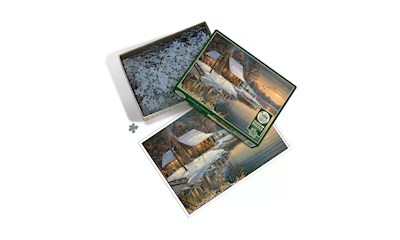 Blockhütte im Winter 1000 Teile