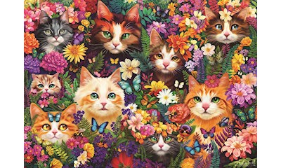 Blumige Katzen 1000 Teile