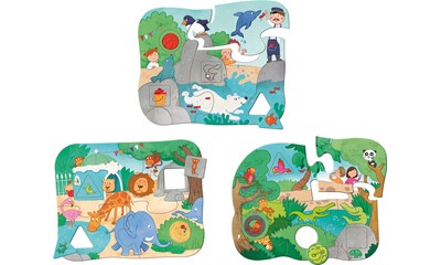 3 erste Mix-Max-Puzzles - Im Zoo