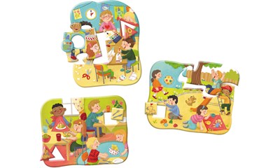 3 erste Mix-Max-Puzzles – Im Kindergarten