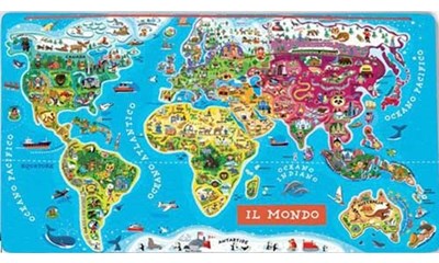 Magnet-Weltkarte Italienisch