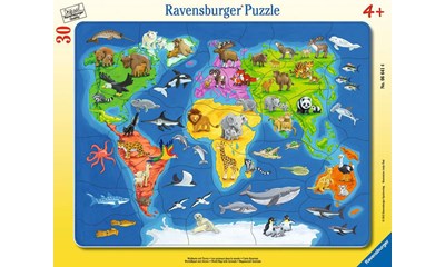 Weltkarte mit Tieren