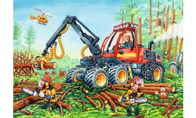 Bagger und Waldtraktor