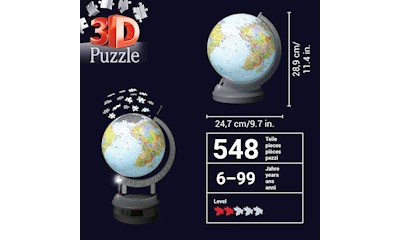 3D Puzzle Globus mit Licht - Ländernamen in Englisch
