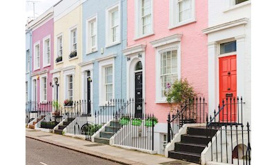 Bunte Stadthäuser in London
