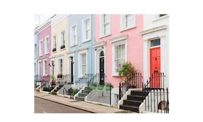 Bunte Stadthäuser in London
