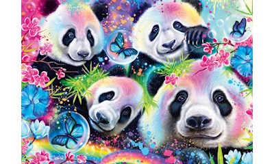 Neon Blumen Pandas