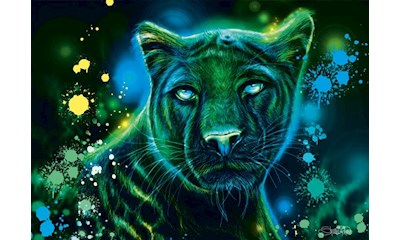 Neon Blau grüner Panther 