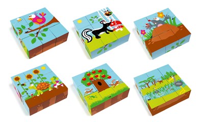 Würfelpuzzle Wald (9 Holzwürfel)