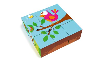 Würfelpuzzle Wald (9 Holzwürfel)