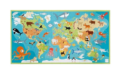 Weltkarte mit Tieren