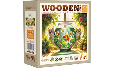Puzzle Holz L Cats and Fish 500 Teile
