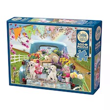 Beladener Truck im Frühling