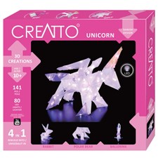Creatto Einhorn / Unicorn, d 3D Bauset 4 in 1, 80 LED-Lichter