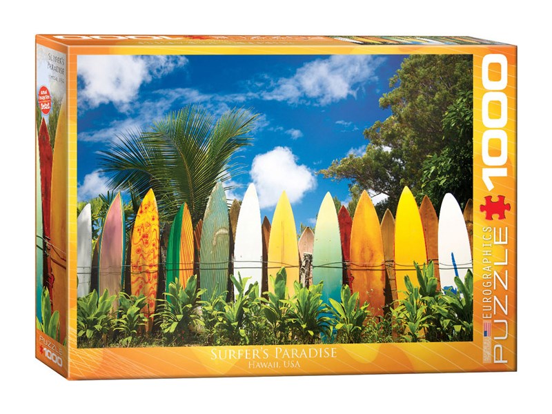 Quickdraw 1000-Teile-Puzzle – Hawaii Strand Party, Comic-Stil, Fertig Ca. 68x49 Cm