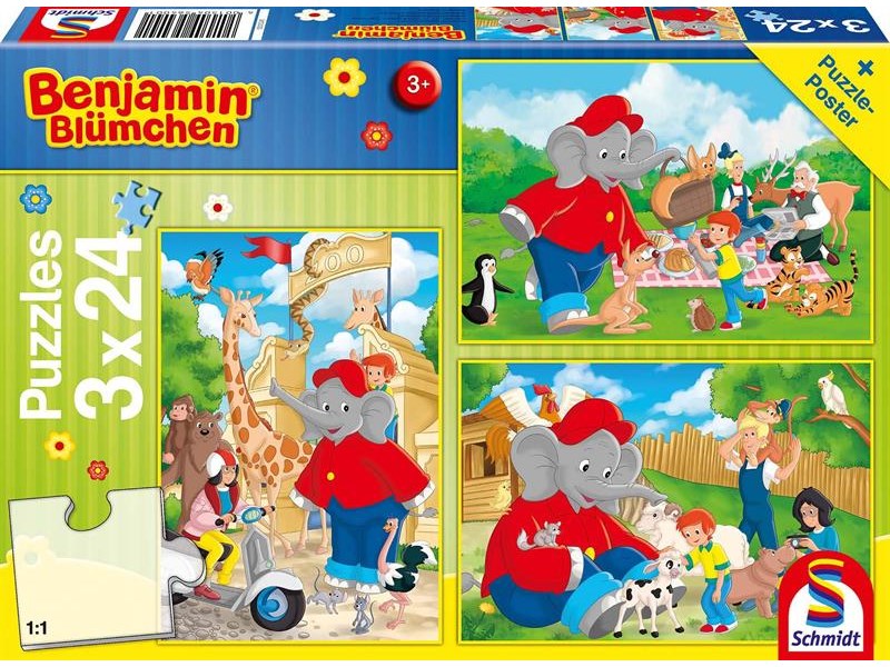 Benjamin Blümchen 2 x 48 Teile i Puzzle-Box 2 x 26 Schmidt Spiele 55594 